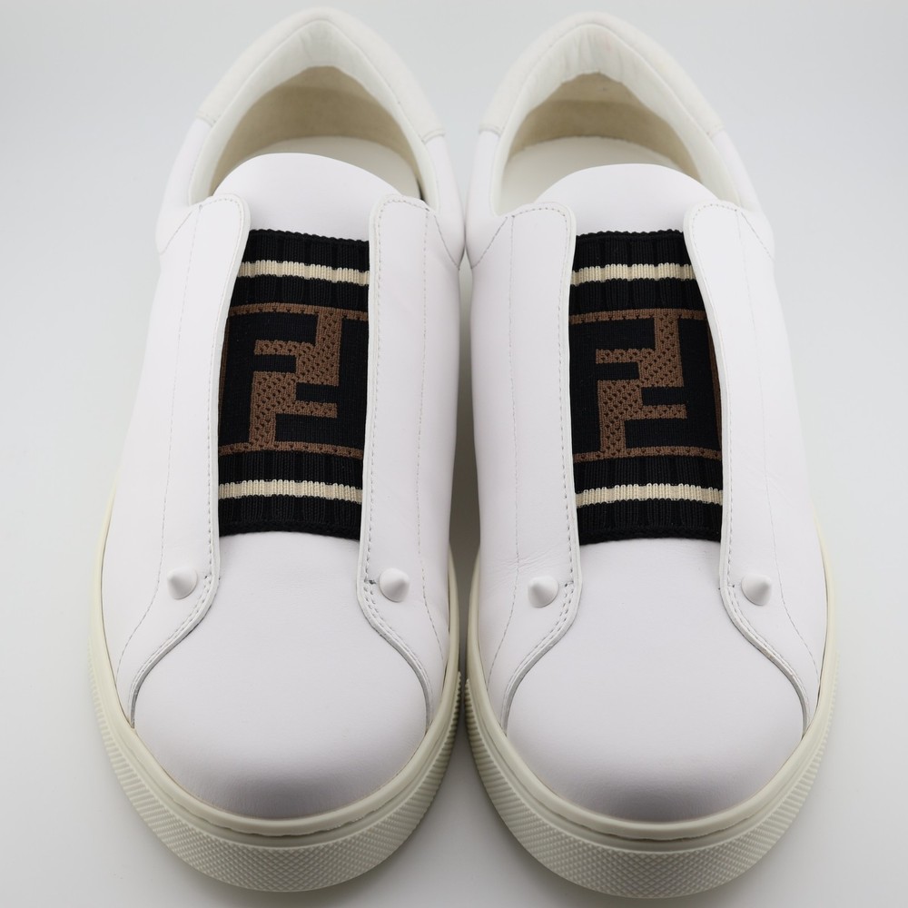 READ Fendi Rockoclick FF Zucca white leather sneakers Model 8E6852 EU 40 US 10