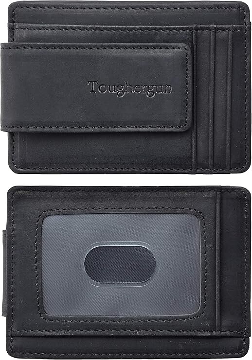Slim RFID Leather Money Clip Wallet for Men Minimalist Front Pocket Design