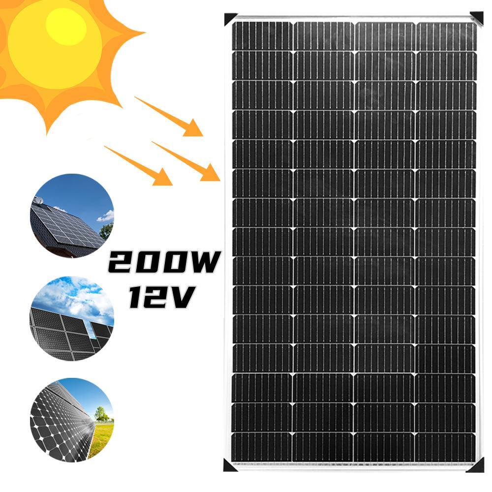 200W 12V Mono Solar Panel for Off-Grid RV Boat Home Camping US