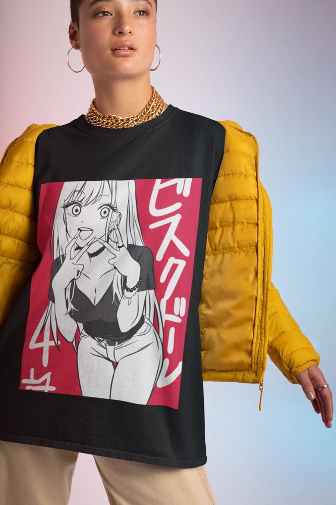 Anime My Dress Up Darling Marin Kitagawa Black T Shirt Size S - 5Xl #1