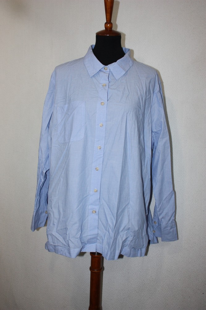 Talbots Light Blue 3X Long Sleeve Cotton Tunic Blouse Button Up
