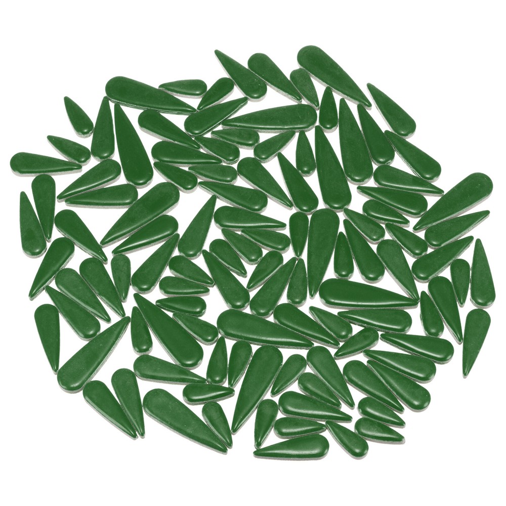 Ceramic Mosaic Tile, 200g Teardrop Flower Leaf Tile Mosaic Block, Dark Green