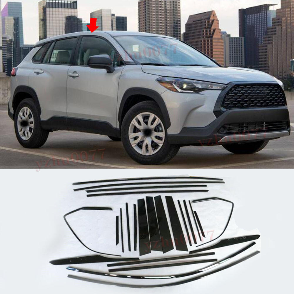 Steel Black Chrome Side Window Strip Cover Trim For Toyota 2022-23 Corolla Cross