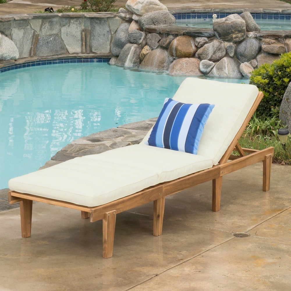 Ariana KD Solid Wood Chaise Lounge with Removable Cushion and Sturdy Frame  