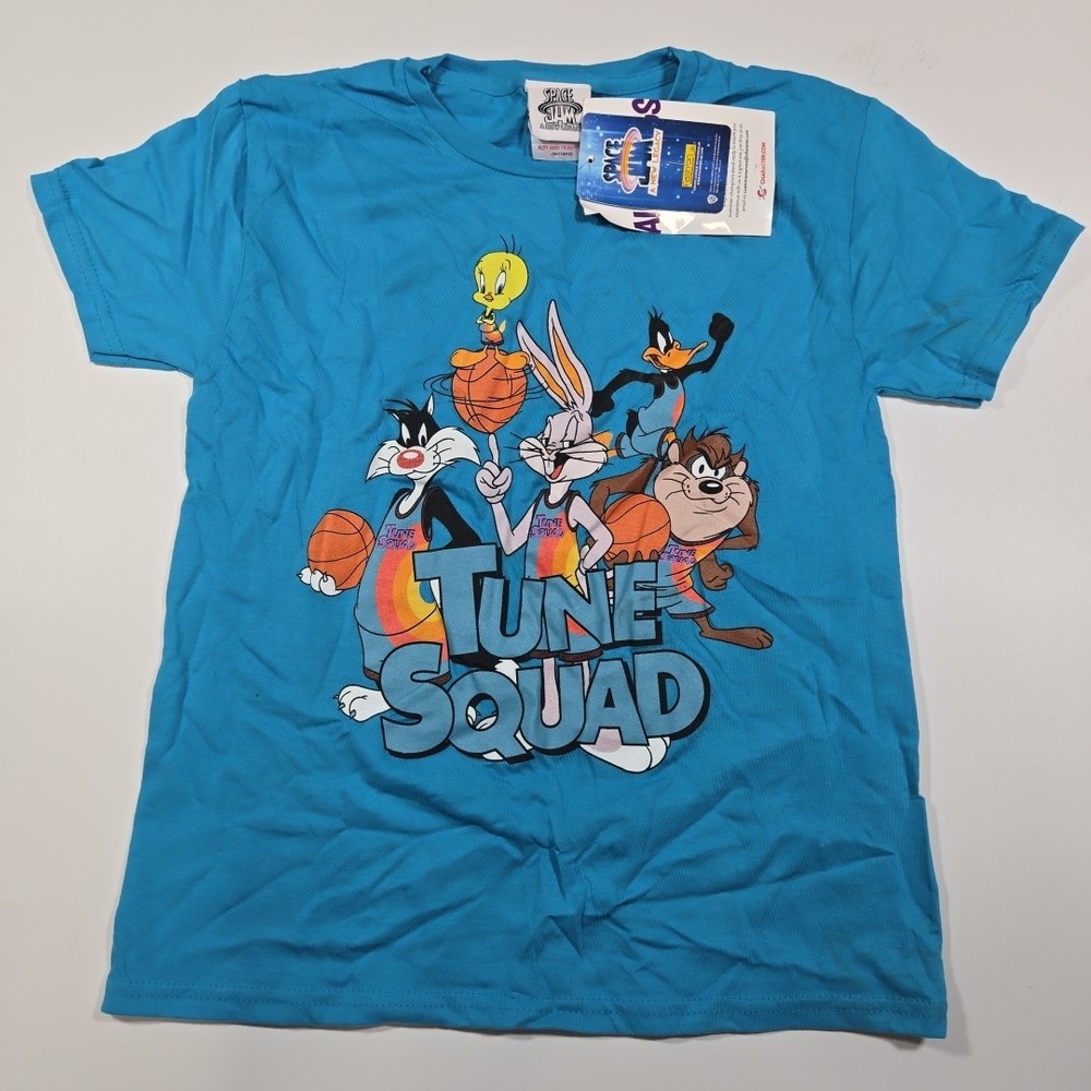 Space Jam A New Legacy Tune Squad T-Shirt Kids Size 7-8 Blue Looney Tunes NWT