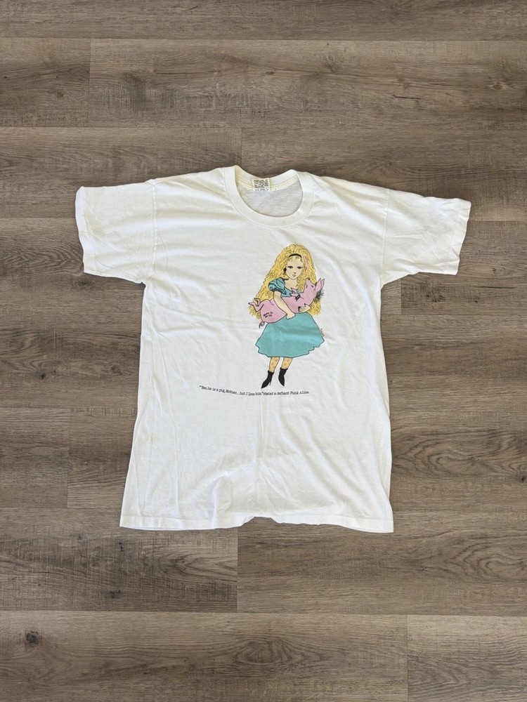 RARE VTG GRAIL 80s PUNK ALICE Stanley Desantis Alice In Wonderland Tee Used L