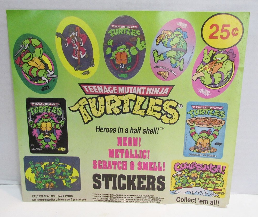 TEENAGE MUTANT NINJA TURTLES STICKERS 1990 BUBBLE GUM MACHINE VENDING CARD TMNT