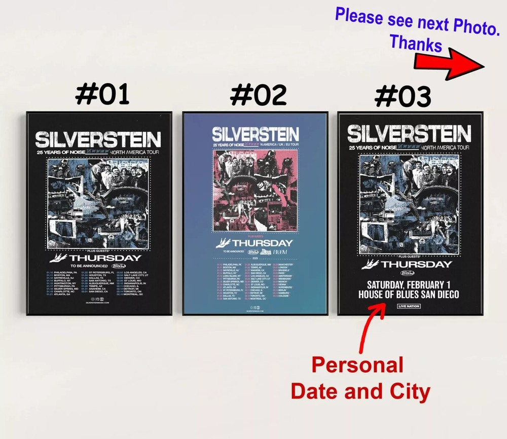Silverstein Band 25th Years Of Noise North America Tour 2025 - Poster No Frame