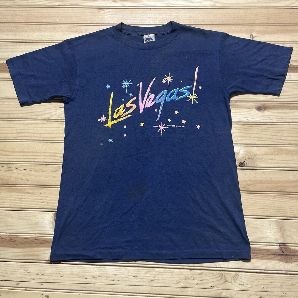Vintage 90s Las Vegas Fireworks Art Spellout Single Stitch Shirt - Size Large