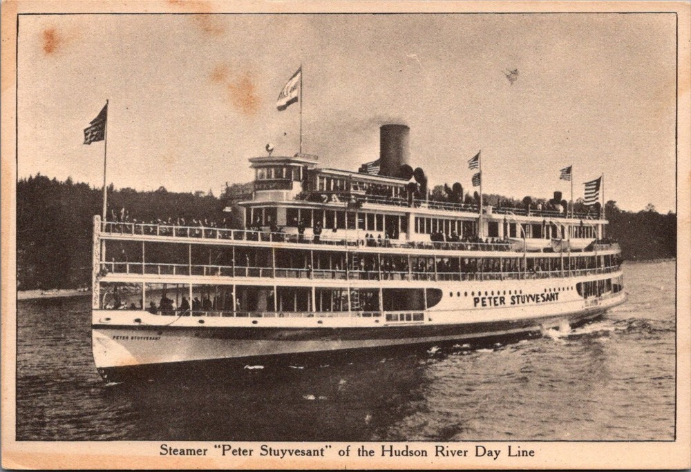 Hudson River Day Line Steamer Peter Stuyvesant Postcard Vintage c1910s