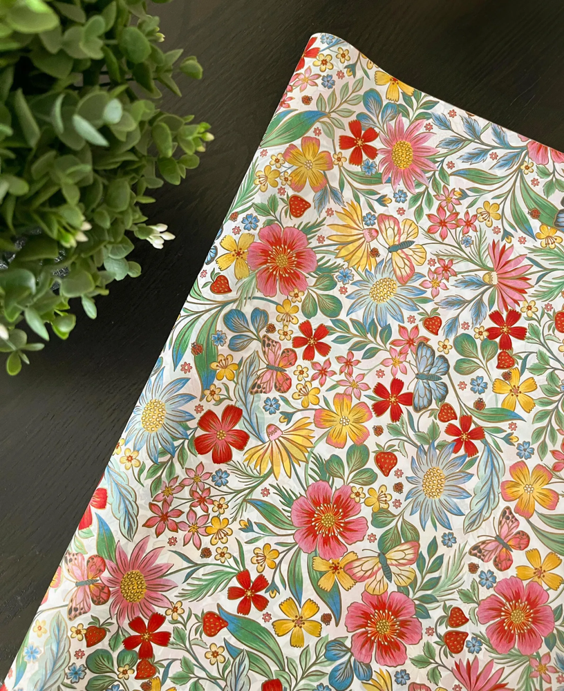 HAPPY WILDFLOWERS Design Print Tissue Paper Sheets Choose Size & Package Amount