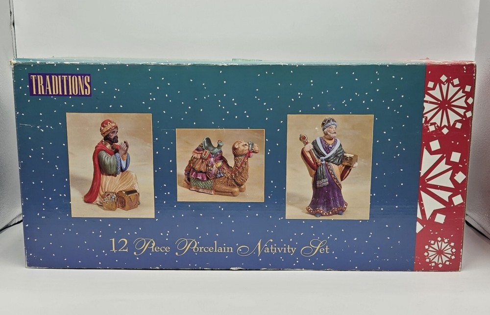 Vintage Christmas Kirkland Signature 12 Piece Porcelain Nativity Set No. 75177