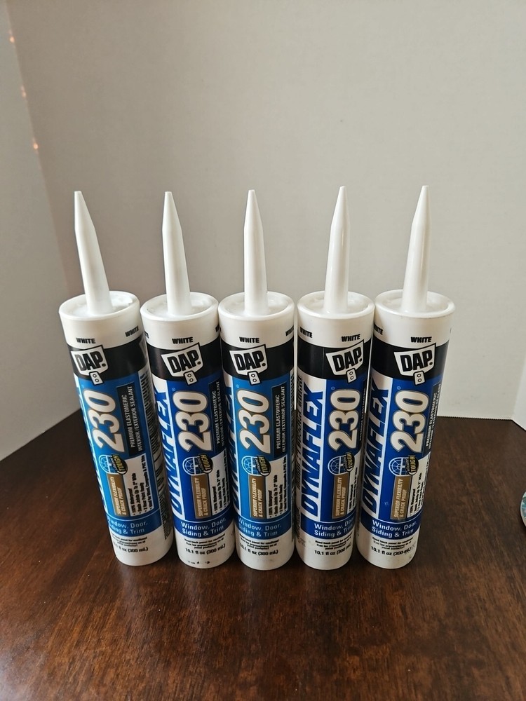 DAP DYNAFLEX 230 WHITE Silicone Door Trim Window Sealant 10.1 oz. Lot Of 5