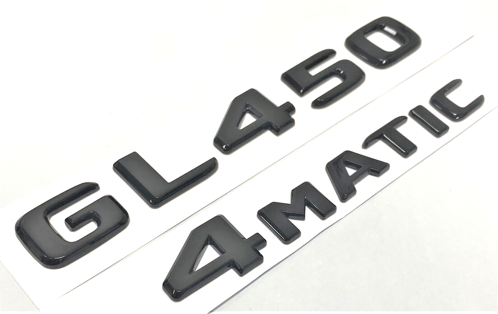 2 BLACK GL450+4MATIC FOR MERCEDES REAR TRUNK EMBLEM BADGE NAMEPLATE DECAL NUMBER