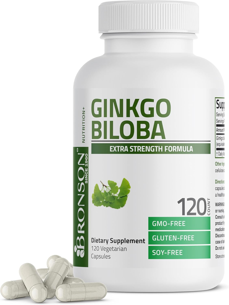 Ginkgo Biloba Extra Strength 120mg for Brain Function & Memory Support - 120 Vegetarian Capsules