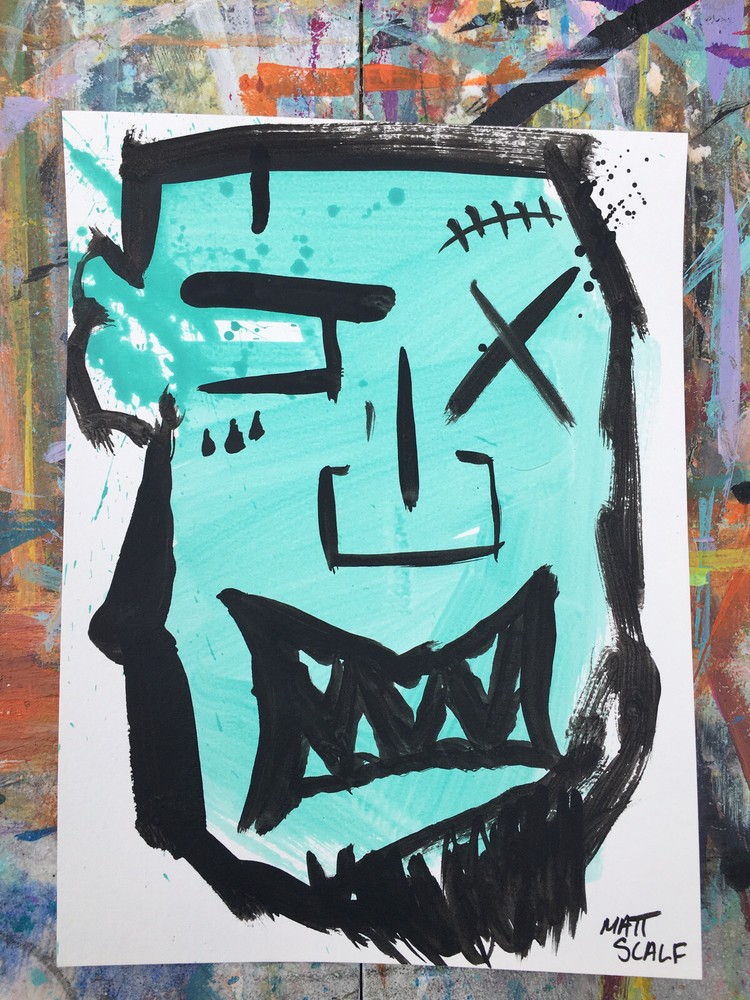 Matt Scalf Face Abstract Street Pop Art Graffiti ORIGINAL PAINTING 9x12 Portrait