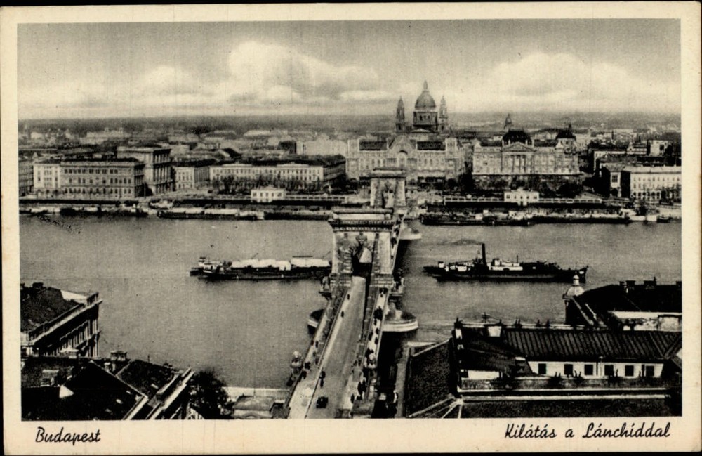 Budapest Chain Bridge Hungary vintage postcard s081