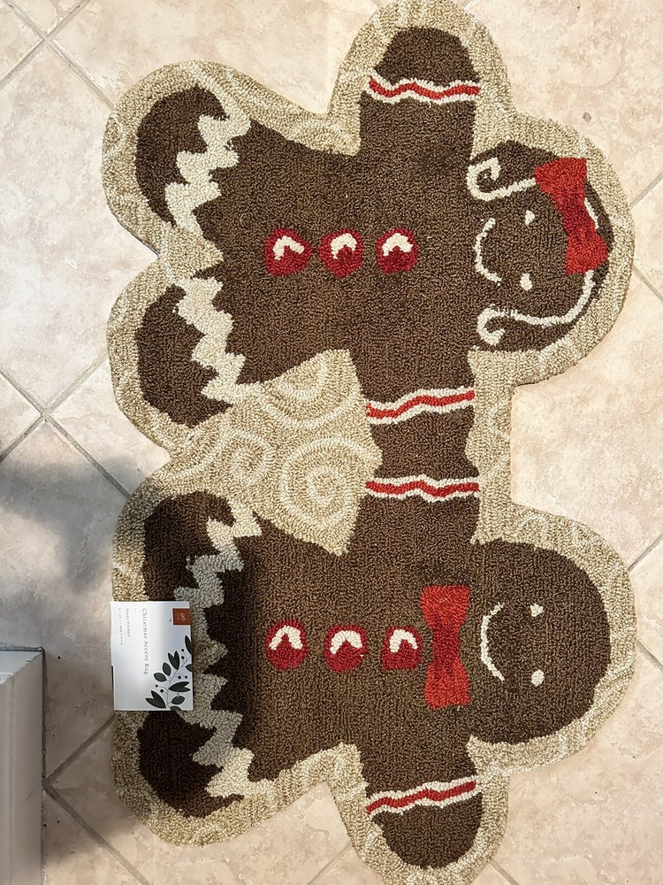 Loloi Gingerbread Man Girl  Indoor Accent Rug Holiday Cookie Floor Mat Doormat