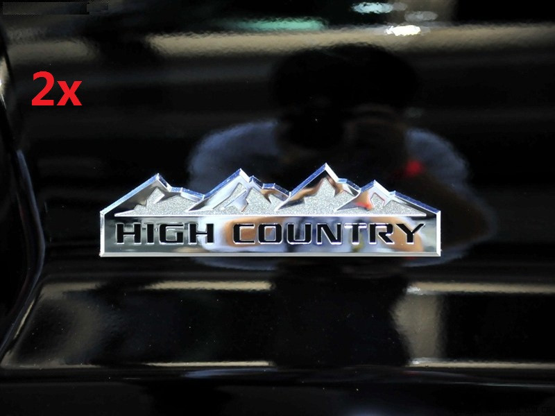2x OEM HIGH COUNTRY Emblem Badge door tailgate fits Silverado Chrome