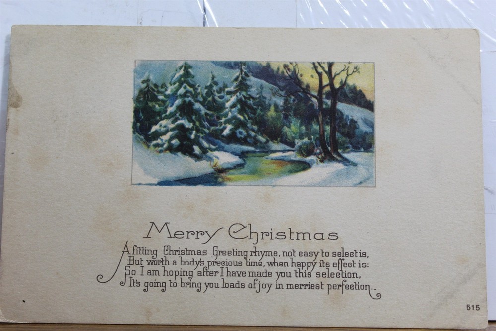 Christmas Merry Xmas Greeting Rhyme Joy Merriest Perfection Postcard Old Vintage
