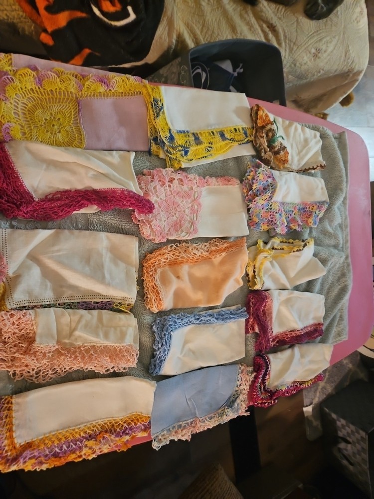 15 Vintage Crochet Edge Hanky’s Handkerchiefs Lot