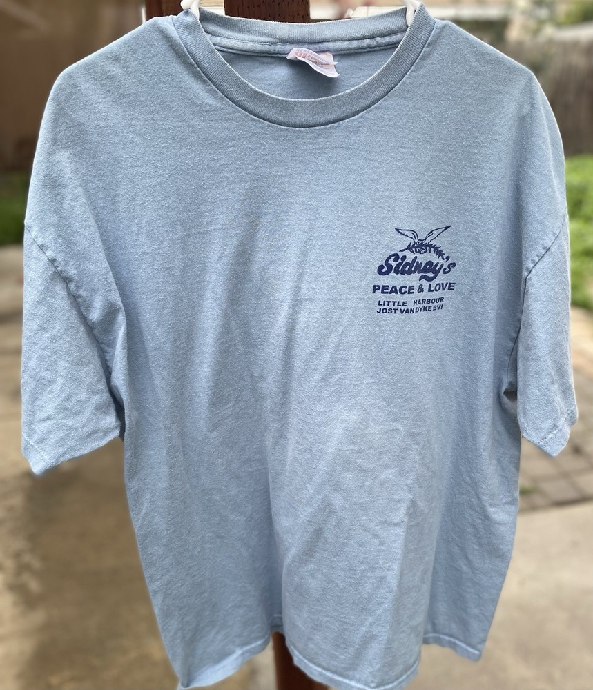 Hanes Heavyweight Cotton Graphic Map T-Shirt XL Light Blue Virgin Islands