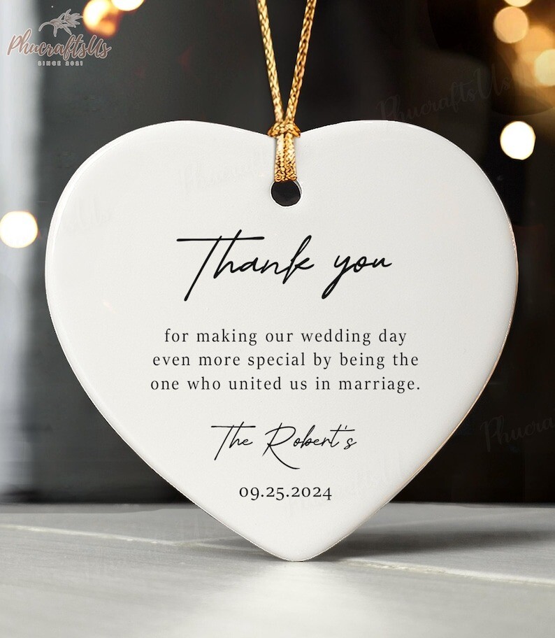 Custom Thank You Ornament for Officiant, Custom Wedding Officiant Gift, Thank...