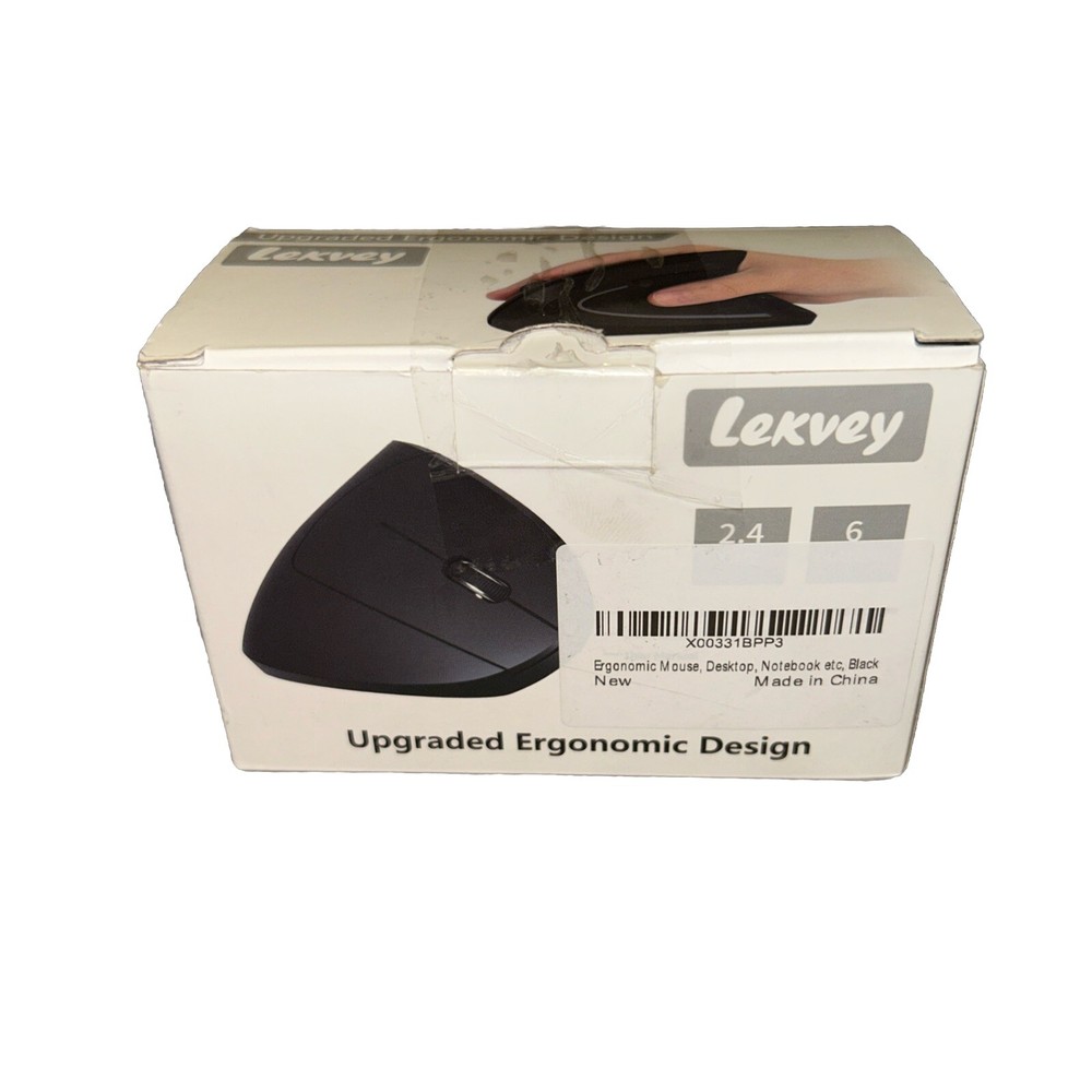Lekvey 2.4G Wireless Ergonomic Vertical Optical Mouse with Original Box, Tested & Functional