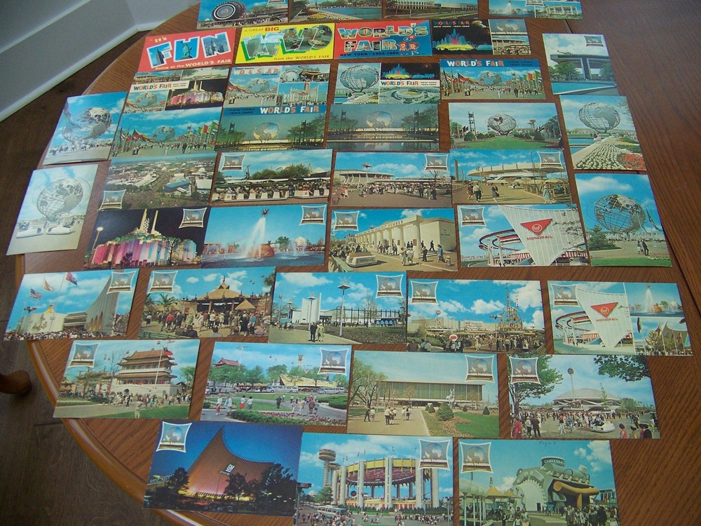 New York World's Fair 1964-65 Postcard Lot 77 Different Plus Folder and Map