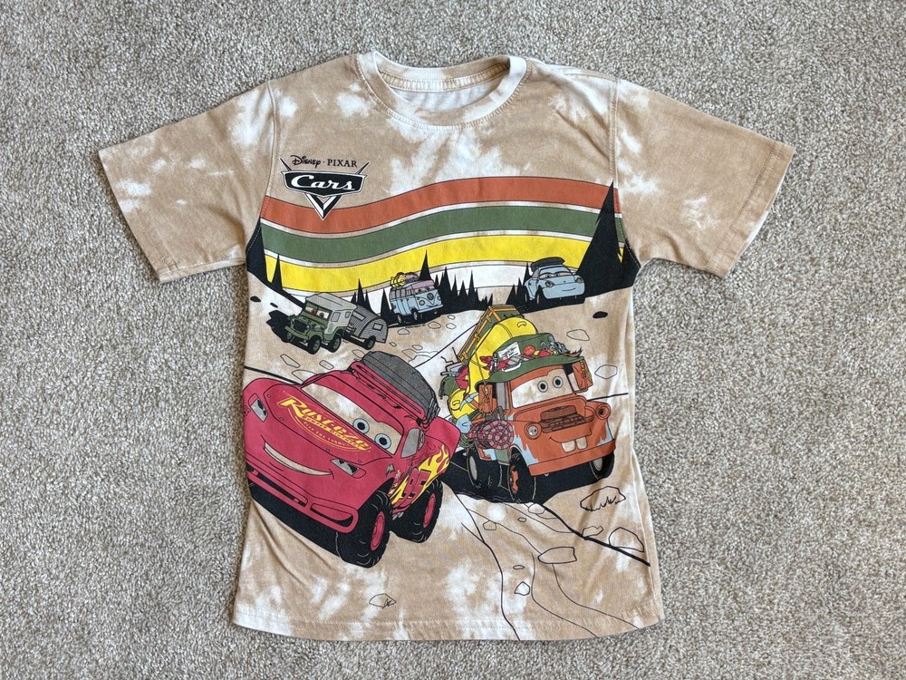 Disney Pixar Cars Shirt Brown Medium 7/8 Mater Lightning McQueen