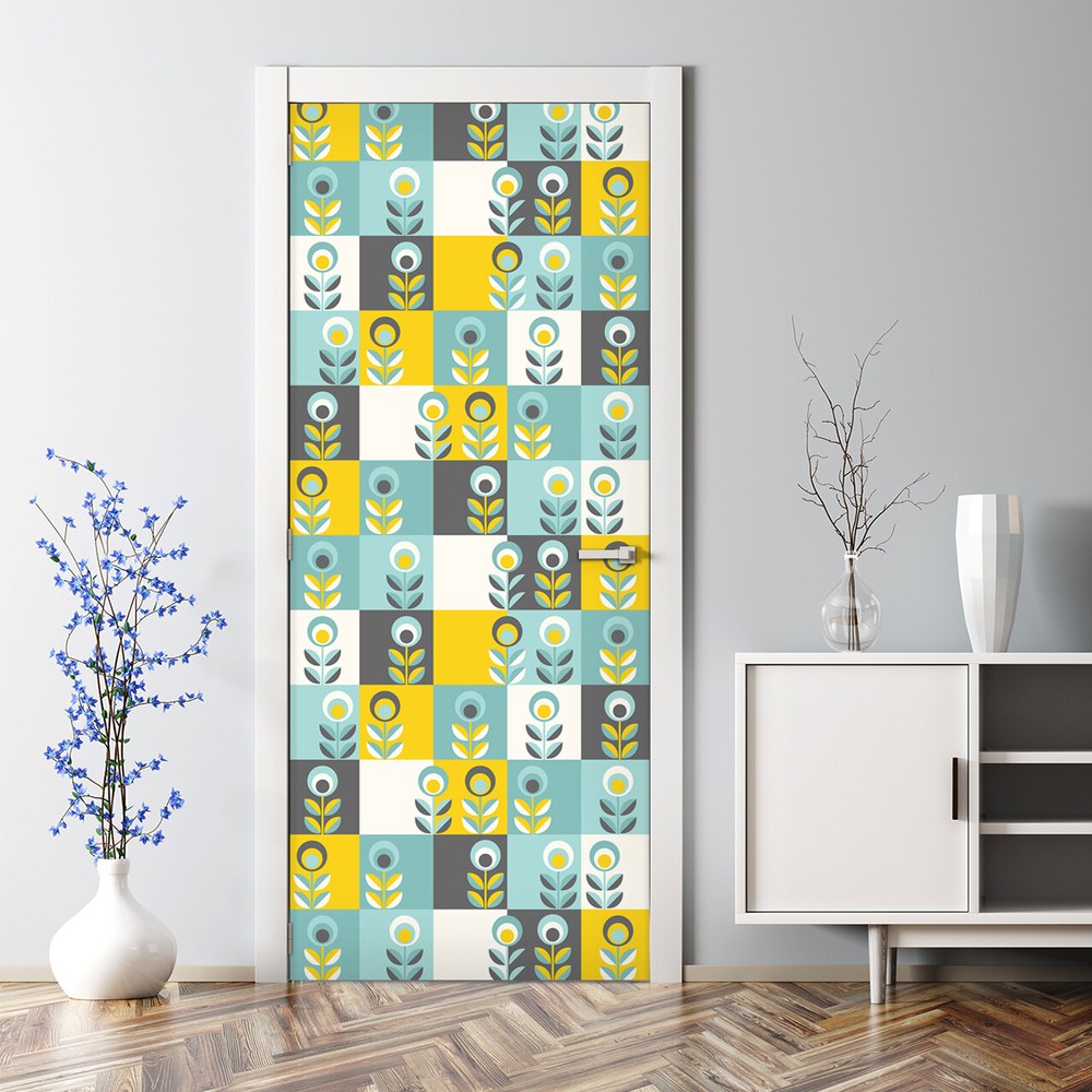 Geometric Floral Decal Simple decor Scandinavian Bubble Free Door sticker