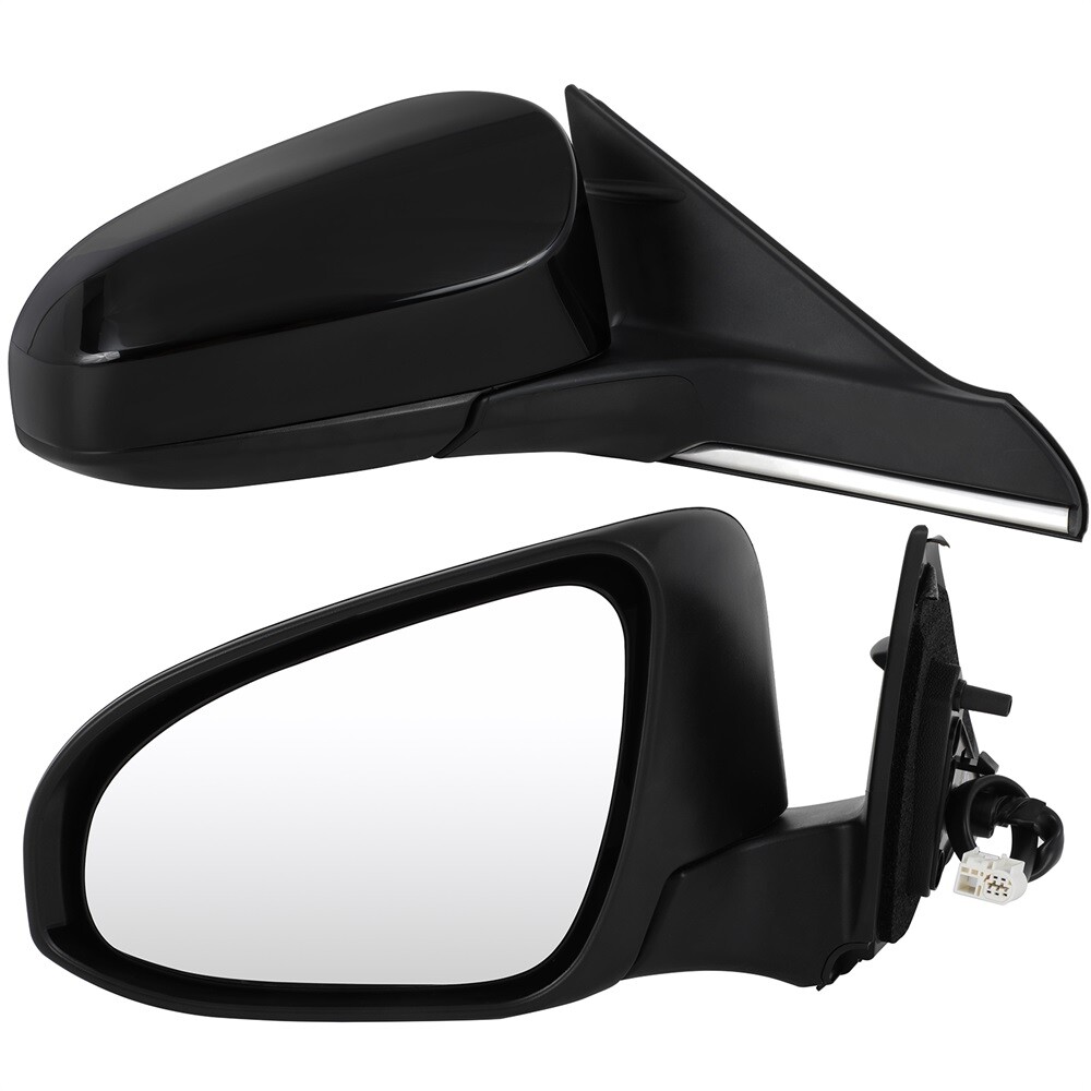 Power Heated Manual Fold Pair Door Tow Mirrors For 2015-2017 Toyota Camry Black