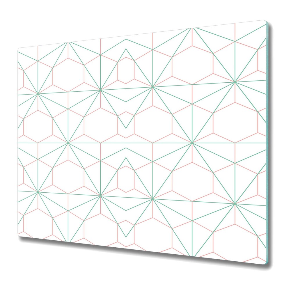 Tempered Glass Chopping Cutting Board Hexagon and Triangle Geometric 60x52