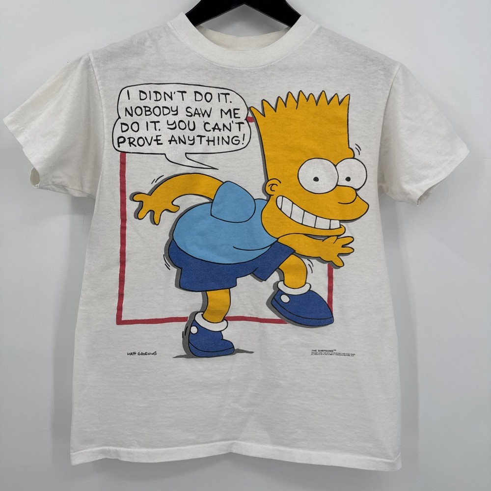 Vintage Bart Simpson T Shirt Single Stitched Changes Tag M Mega Print 1990