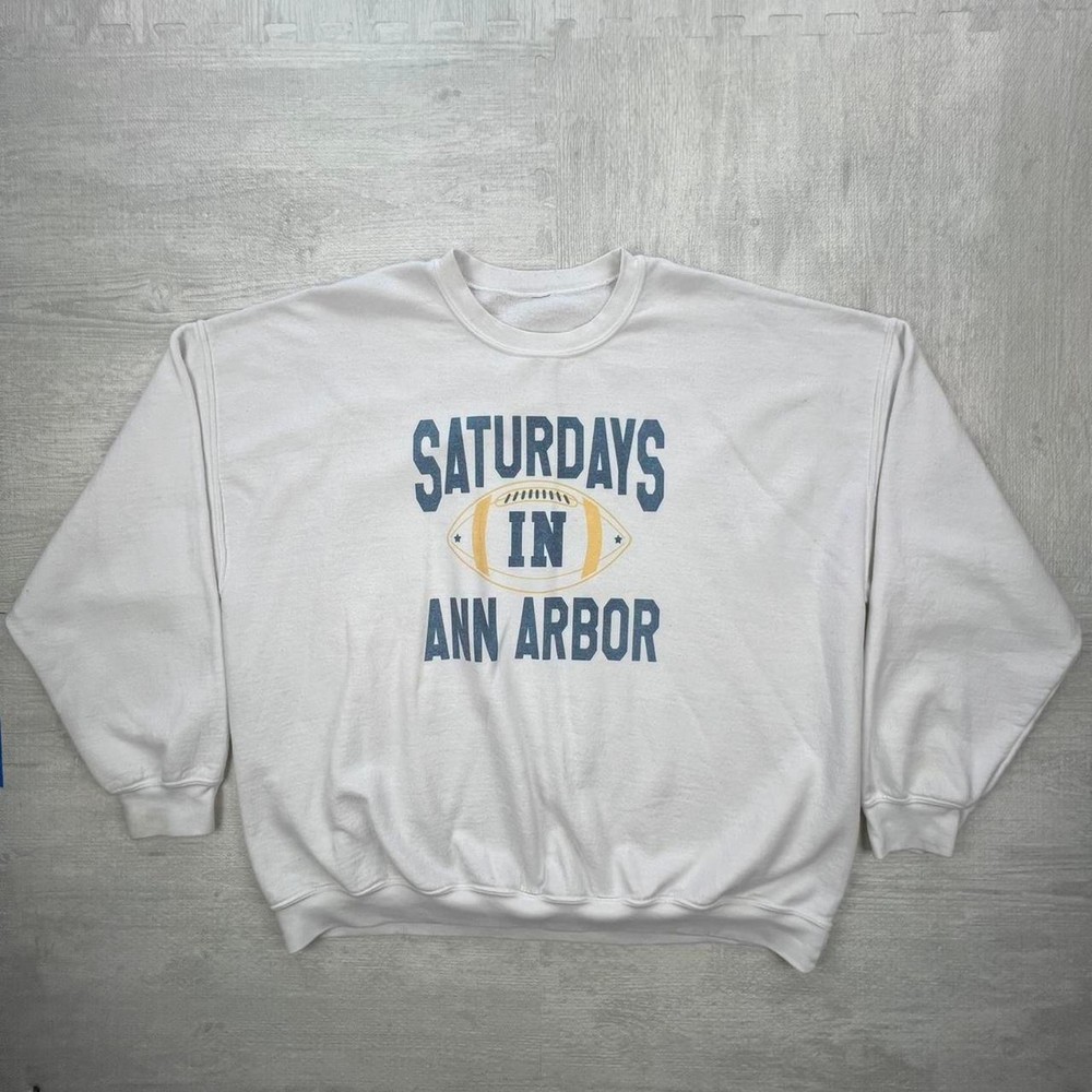 Vintage 90s Michigan Wolverines Ann Arbor Sweatshirt Size:3XL White NCAA College