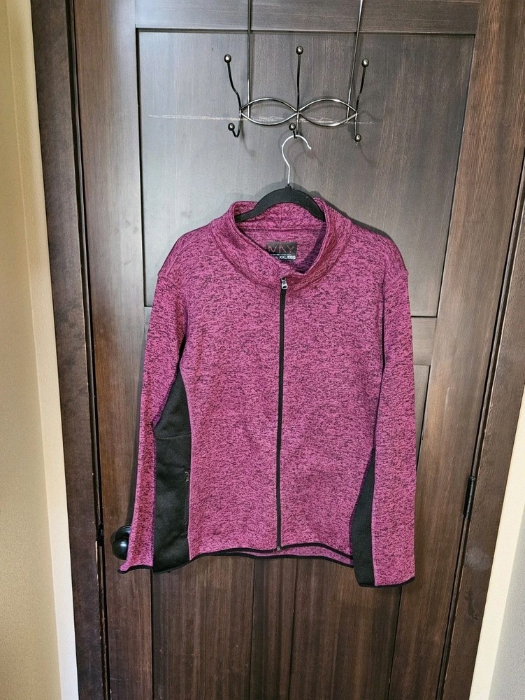 EUC Women's Marc New York Pink & Black Zip-Up Stretch Track Jacket Size XXL 2XL