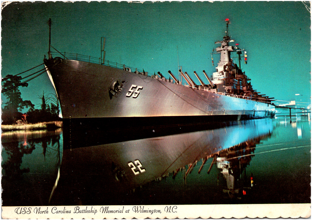 USS North Carolina Battleship Memorial Wilmington NC 1960s Chrome Postcard 4x6