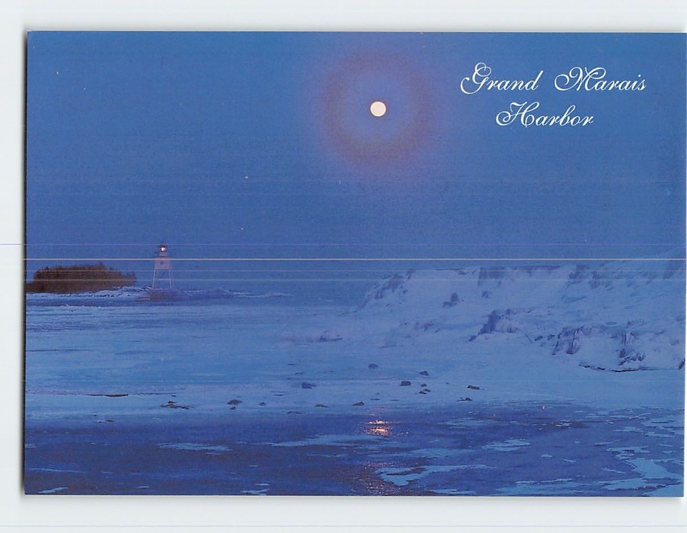 Postcard Grand Marais Harbor Minnesota USA