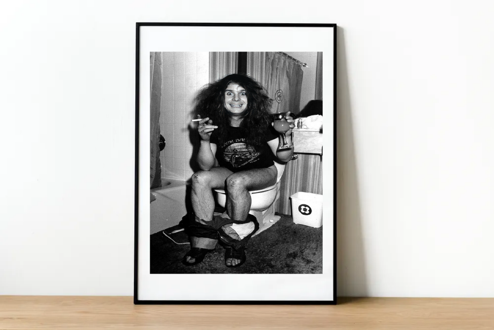 Ozzy Osbourne Drinking & Smoking On Toilet Print-Funny Bathroom Picture- 599