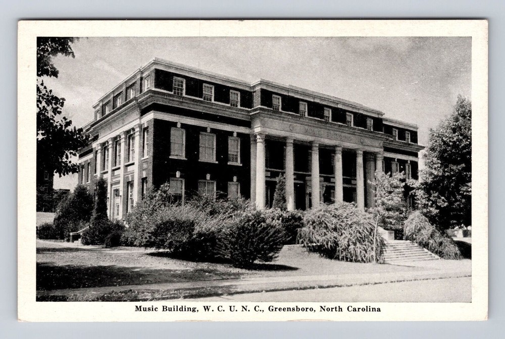 Greensboro NC-North Carolina, Music Building, WCUNC, Antique Vintage Postcard