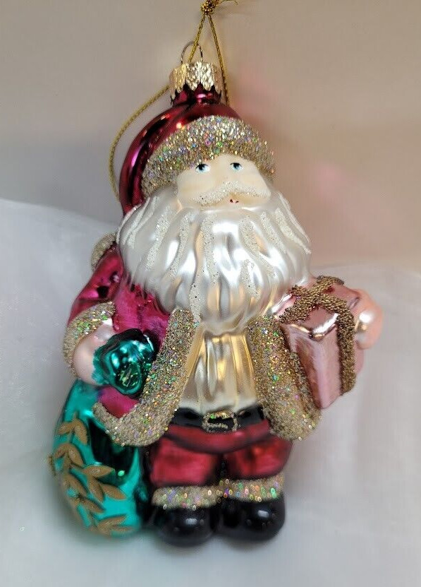 Vintage Hand Blown Glass Santa 5.5