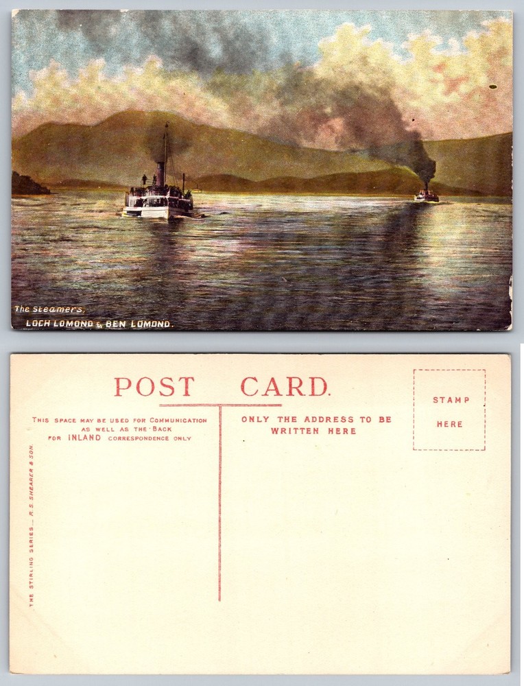 Vintage Loch Lomond & Ben Lomond Steamers Scotland Postcard R.S. Shearer
