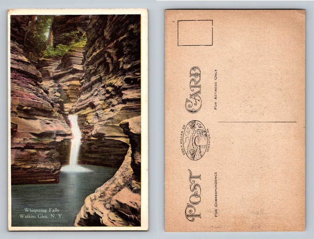 Watkins Glen, NY-New York, Whispering Falls Narrow Gorge Vintage Postcard