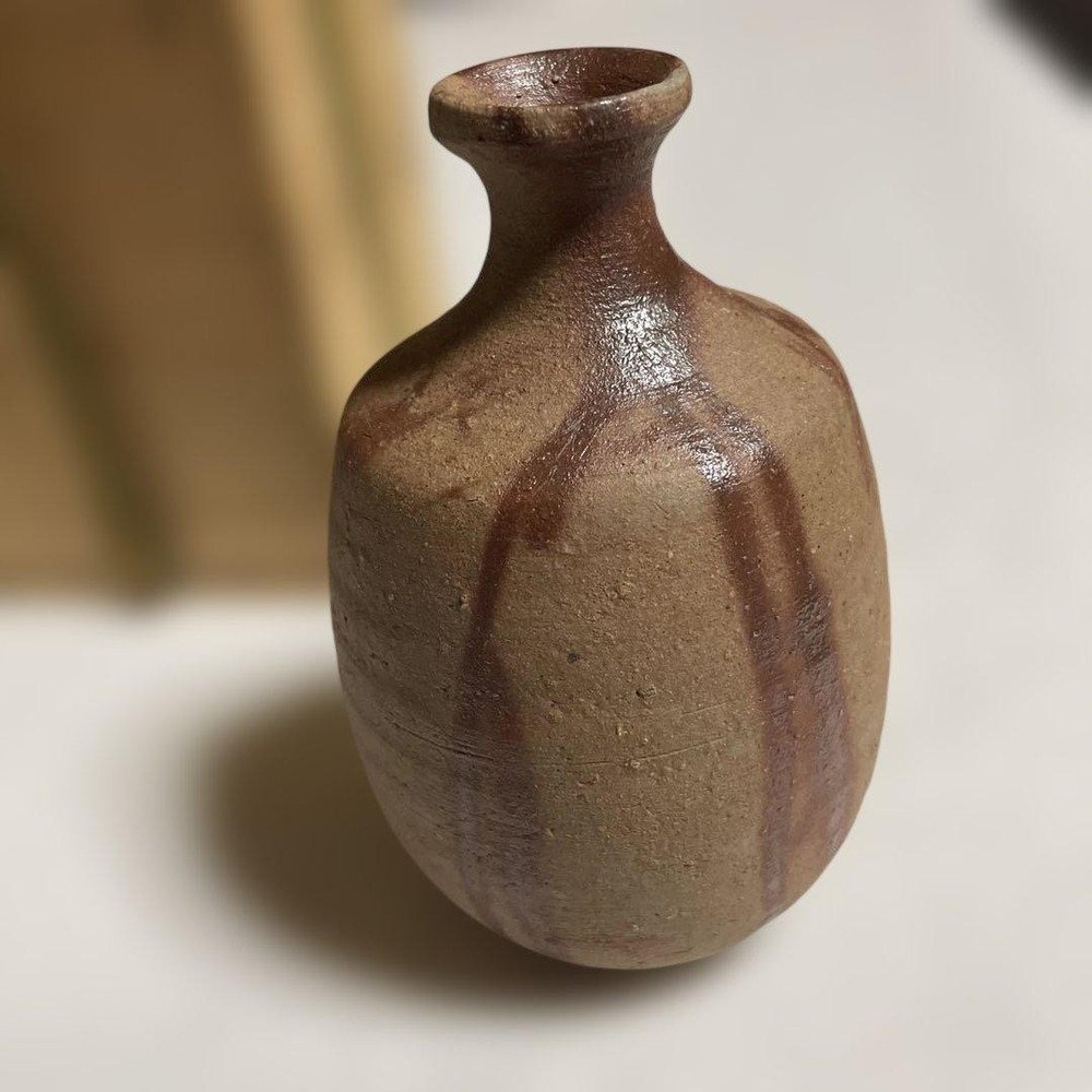 Bizen Ware Sake Bottle Flower Vase 10cm x 14cm Japanese Pottery