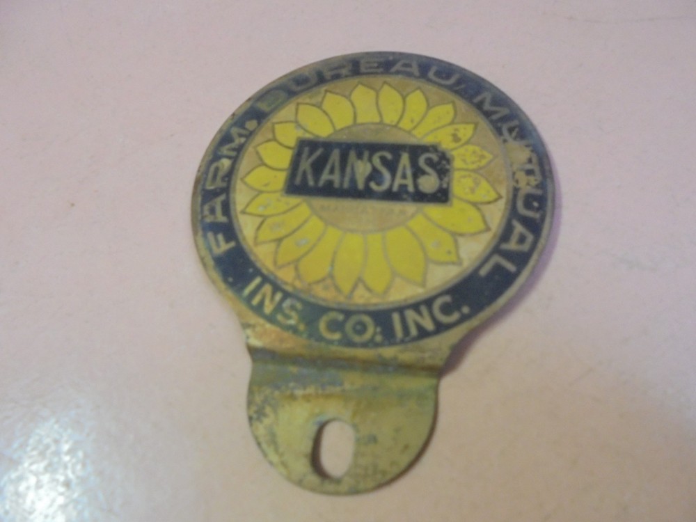Vintage Kansas Farm Bureau Mutual Insurance License Plate Topper