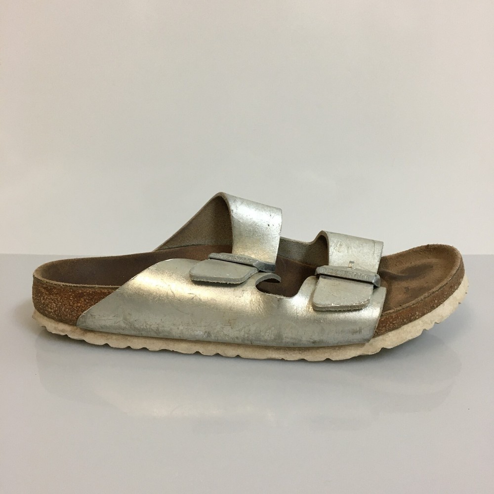 Birkenstock Arizona Sandals Adult Silver Slide Flat Slip On Womens 10 Mens 8