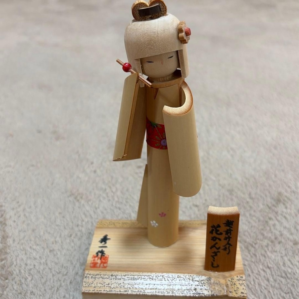 Echizen Bamboo Doll Flower Hairpin Traditional Japanese Craft Folk Art