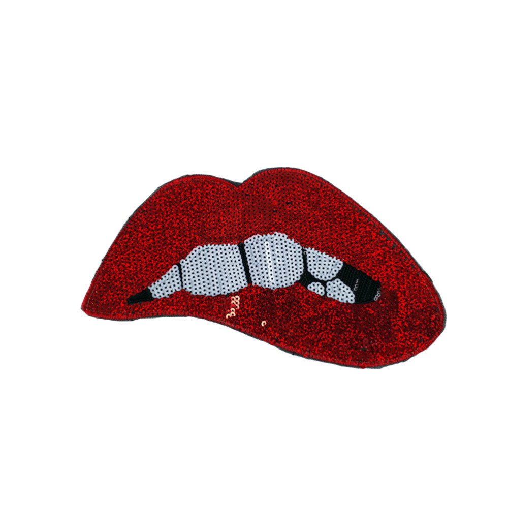 Diy Clothes Embellishment Red Lipembroidery Applique Iron On Clothes Appliques