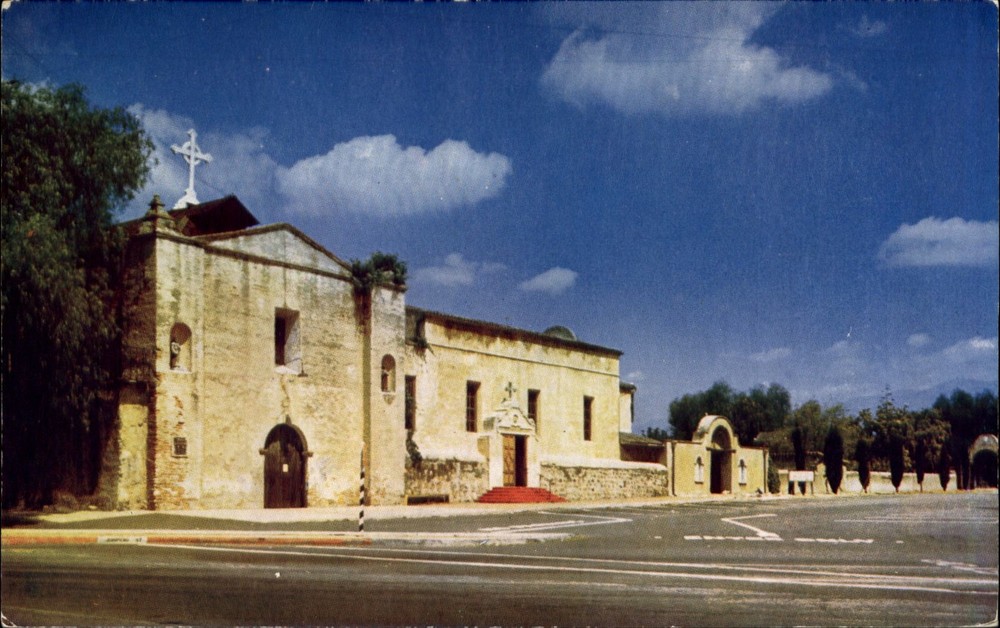 San Gabriel Mission ~ near Pasadena California~1950s Mike Roberts postcard