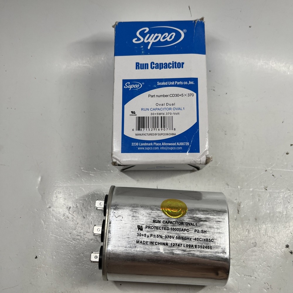 Air Conditioning HVAC Oval Dual Motor Run Capacitor 30 + 5 MFD 370 Volt
